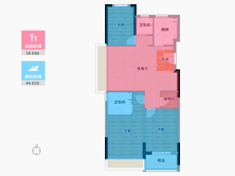 浙江省-绍兴市-宝业大坂绿园-74.47-户型库-动静分区