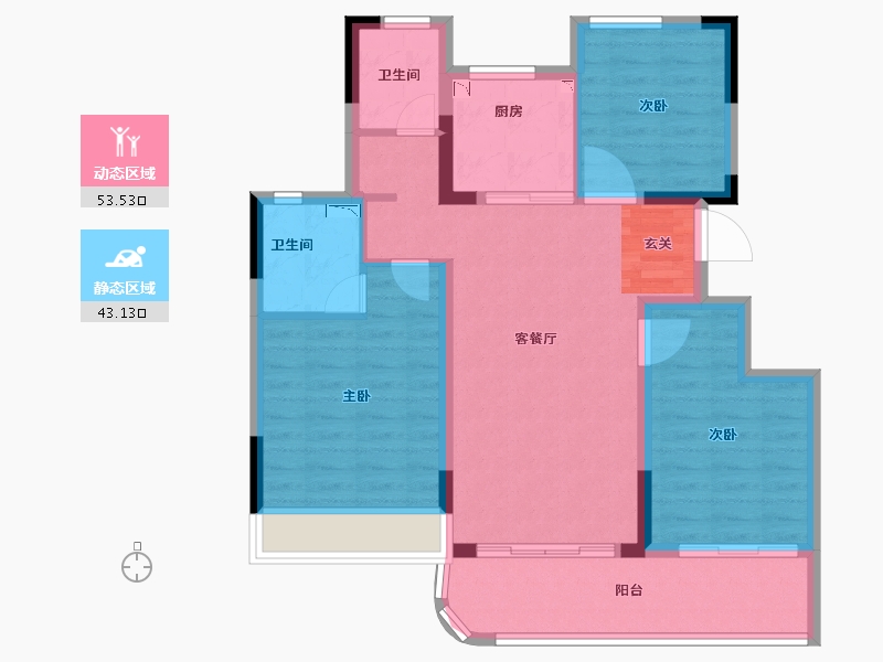 浙江省-绍兴市-龙湖中天春江天镜-86.28-户型库-动静分区