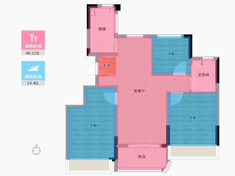 浙江省-绍兴市-龙湖中天春江天镜-71.20-户型库-动静分区