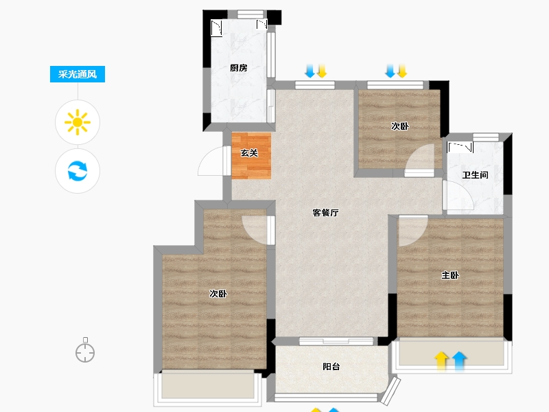 浙江省-绍兴市-龙湖中天春江天镜-71.20-户型库-采光通风