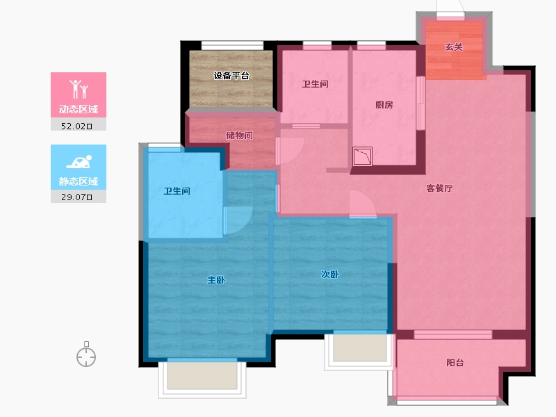 江苏省-苏州市-佳兆业湖心溪岸-75.20-户型库-动静分区