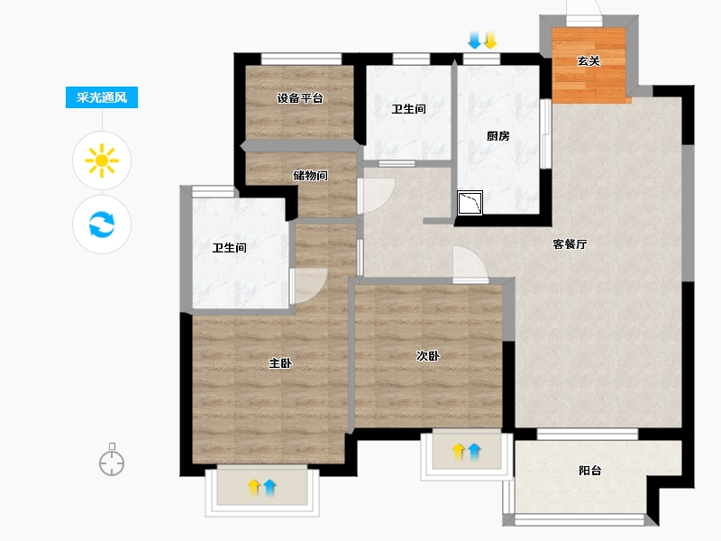 江苏省-苏州市-佳兆业湖心溪岸-75.20-户型库-采光通风