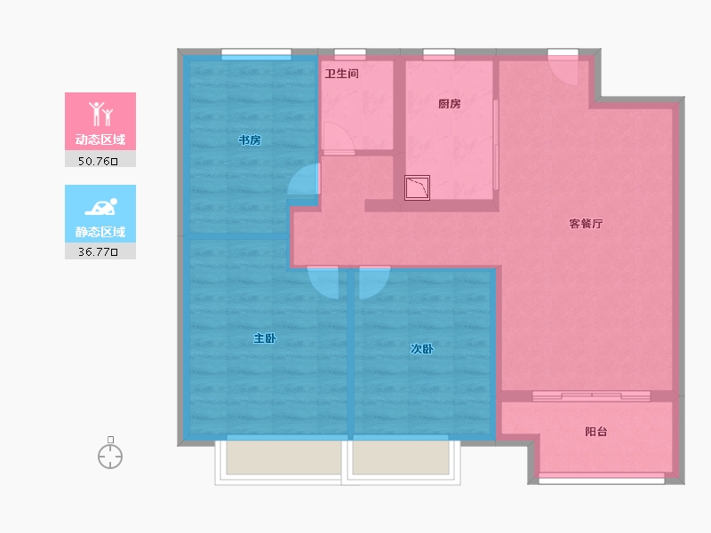 江苏省-无锡市-万科观湖礼著湾上-78.40-户型库-动静分区