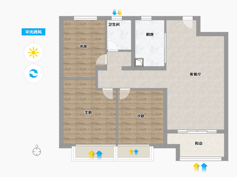 江苏省-无锡市-万科观湖礼著湾上-78.40-户型库-采光通风