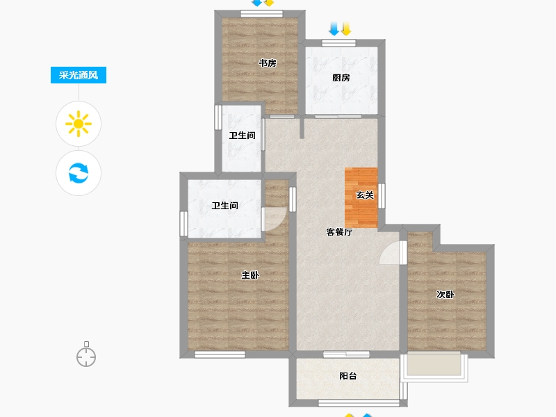 江苏省-苏州市-悦未来朗庭-80.00-户型库-采光通风