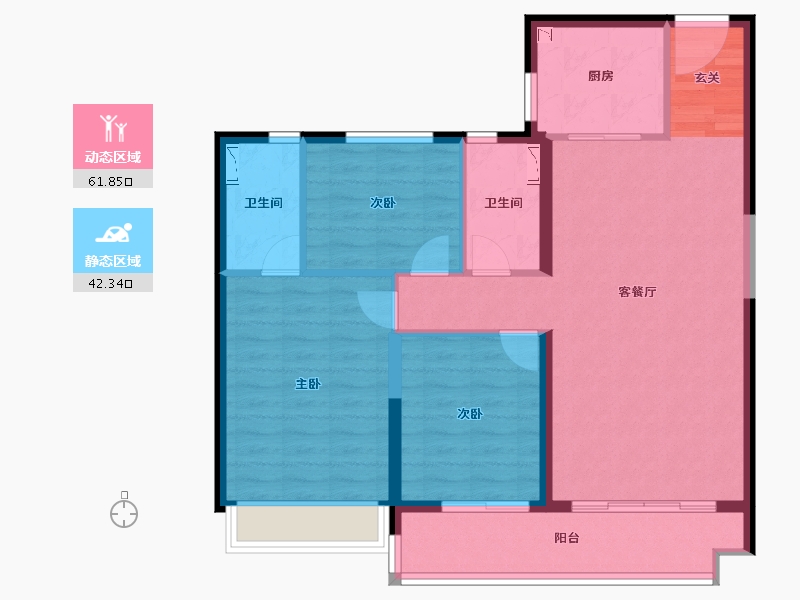 陕西省-渭南市-碧桂园翡翠时代-93.92-户型库-动静分区