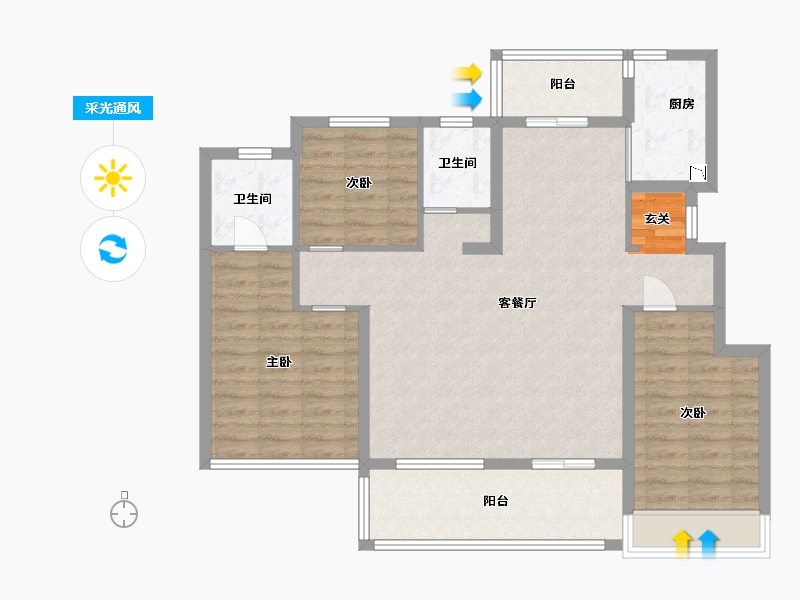 江苏省-苏州市-新力云语铂园-98.40-户型库-采光通风