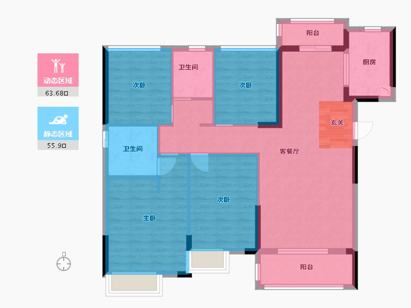 湖北省-武汉市-天纵御景湾-108.00-户型库-动静分区