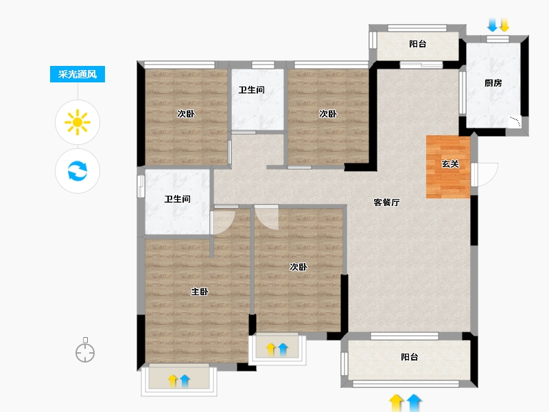 湖北省-武汉市-天纵御景湾-108.00-户型库-采光通风