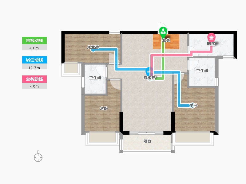 广东省-韶关市-曲江丽景嘉园-80.01-户型库-动静线