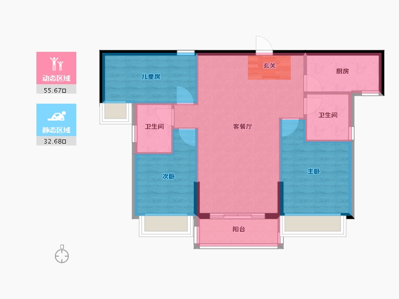 广东省-韶关市-曲江丽景嘉园-80.01-户型库-动静分区