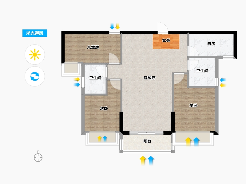 广东省-韶关市-曲江丽景嘉园-80.01-户型库-采光通风