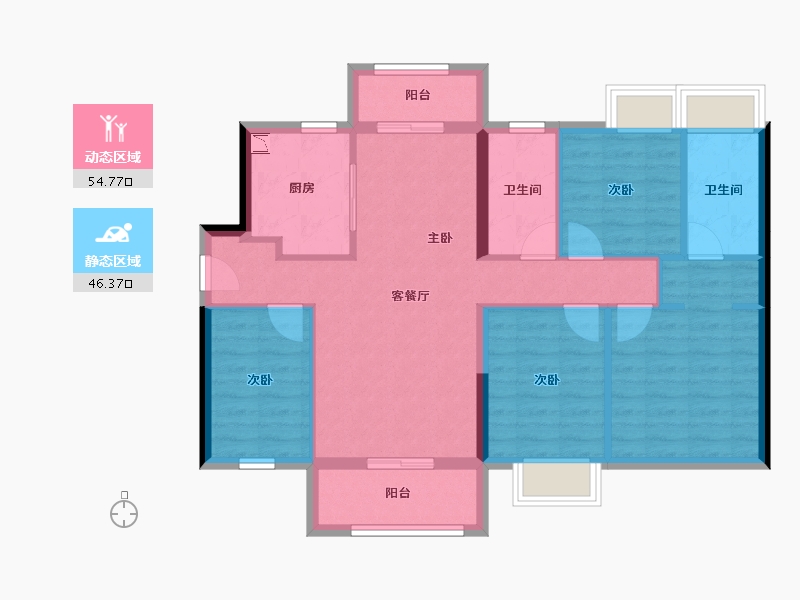 广东省-东莞市-招商雍景湾-90.36-户型库-动静分区