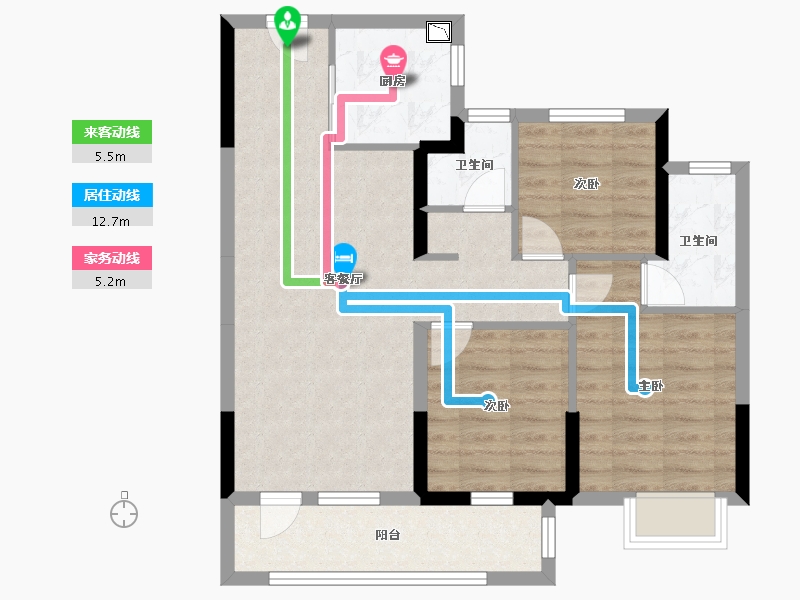 湖南省-株洲市-当代高科上品MOMΛ-77.34-户型库-动静线