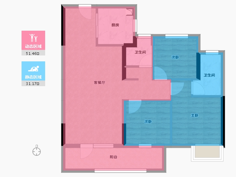 湖南省-株洲市-当代高科上品MOMΛ-72.95-户型库-动静分区