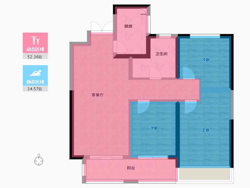 河南省-郑州市-中博城珑誉园-76.80-户型库-动静分区