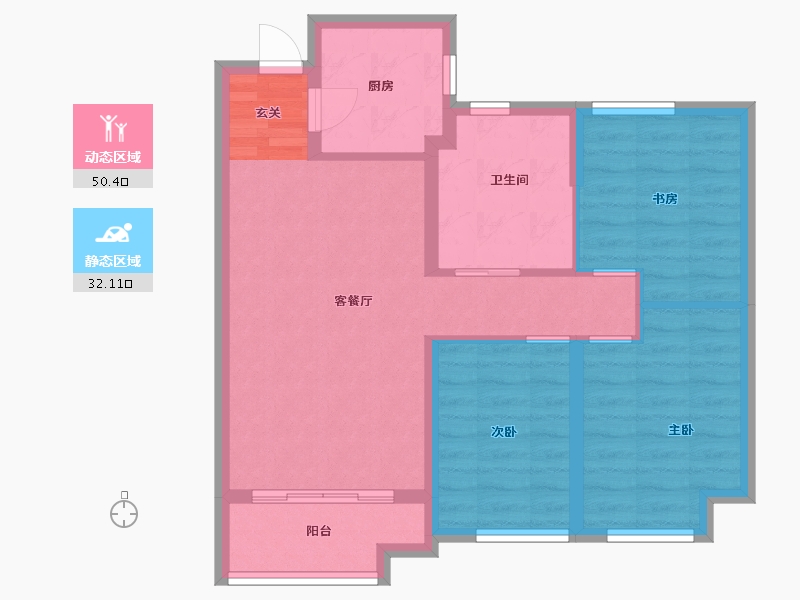 湖北省-武汉市-阳逻万达广场御江-73.60-户型库-动静分区