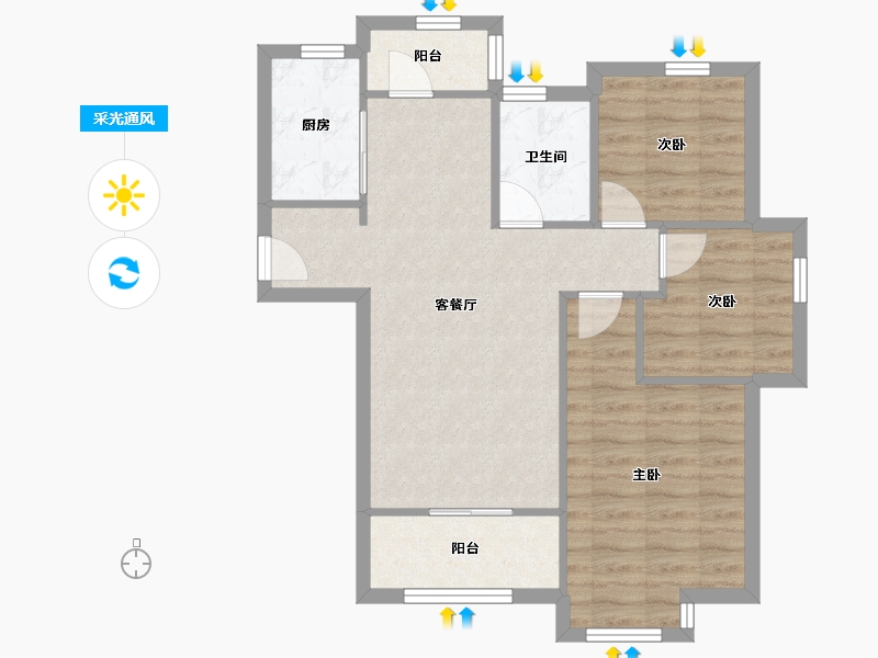 安徽省-合肥市-北城世纪城-71.14-户型库-采光通风