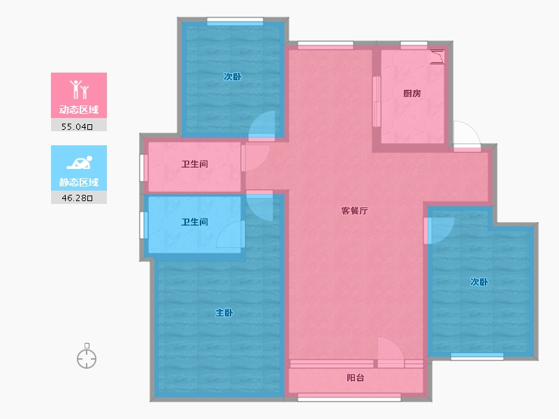 内蒙古自治区-通辽市-通辽碧桂园-89.47-户型库-动静分区