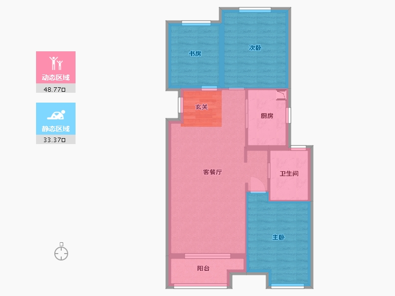 湖北省-武汉市-阳逻万达广场御江-73.60-户型库-动静分区