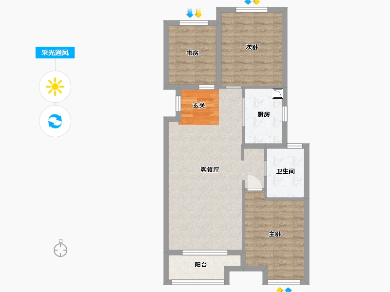 湖北省-武汉市-阳逻万达广场御江-73.60-户型库-采光通风