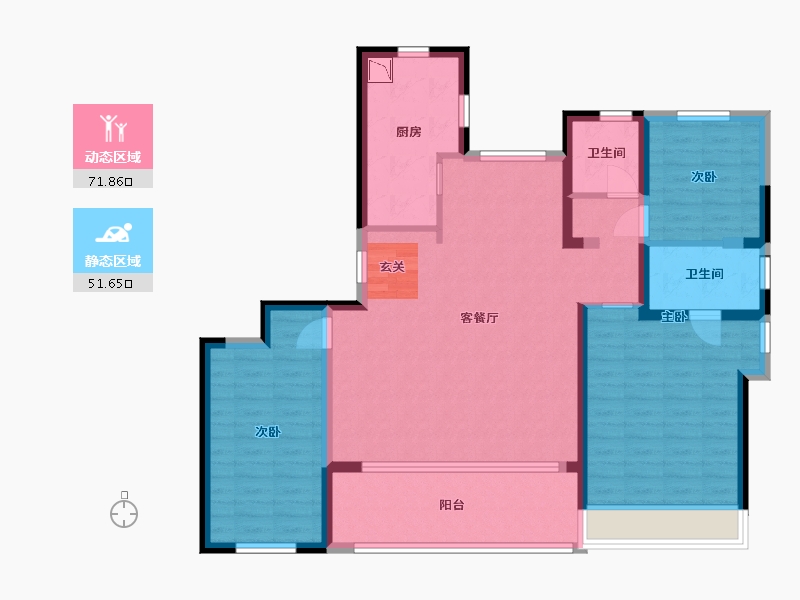 浙江省-杭州市-杭州富力中心-111.20-户型库-动静分区