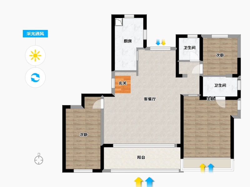 浙江省-杭州市-杭州富力中心-111.20-户型库-采光通风