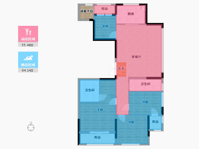 浙江省-杭州市-滨江金地御品-109.60-户型库-动静分区