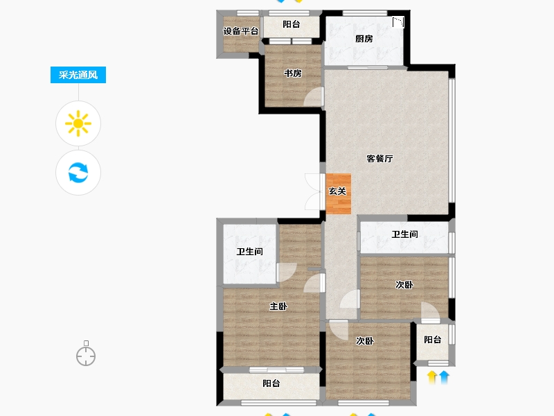 浙江省-杭州市-滨江金地御品-109.60-户型库-采光通风