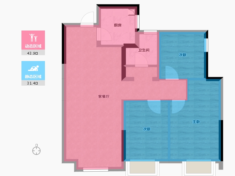 湖南省-株洲市-当代高科上品MOMΛ-66.87-户型库-动静分区