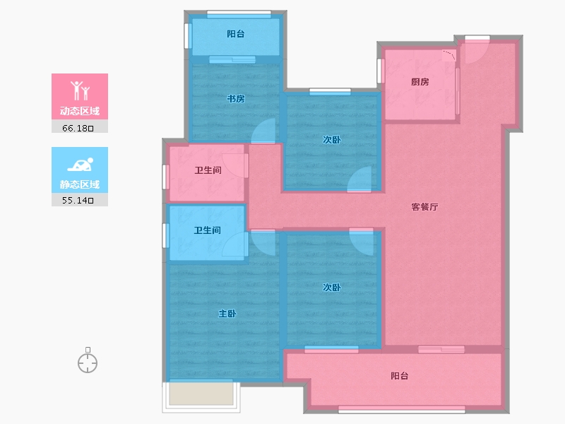 河南省-洛阳市-绿都中梁・河风雅叙-108.00-户型库-动静分区