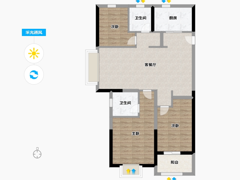 江苏省-南京市-龙湖水晶郦城-82.40-户型库-采光通风