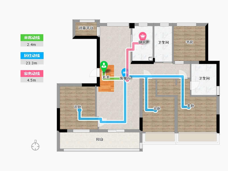 浙江省-杭州市-绿都金科和宁文华府-113.81-户型库-动静线