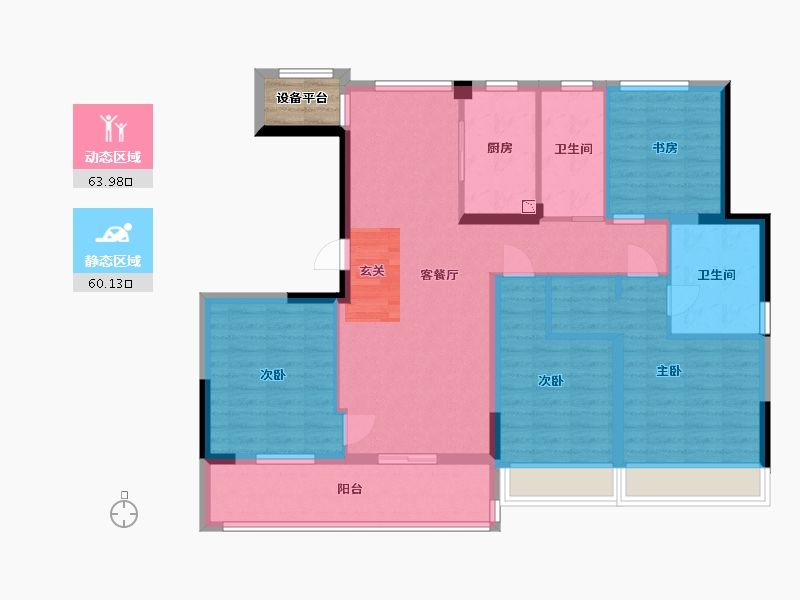 浙江省-杭州市-绿都金科和宁文华府-113.81-户型库-动静分区