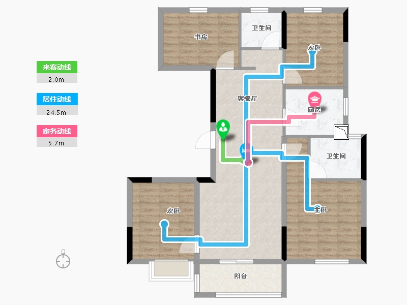 浙江省-金华市-众安宝龙世家-105.00-户型库-动静线