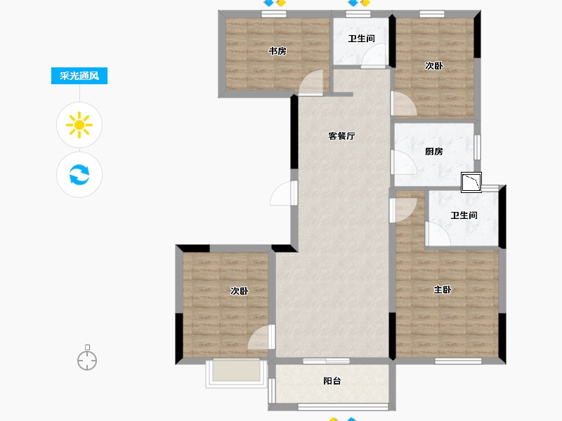 浙江省-金华市-众安宝龙世家-105.00-户型库-采光通风