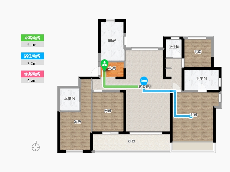 浙江省-杭州市-杭州富力中心-128.00-户型库-动静线