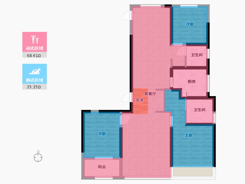 浙江省-杭州市-杭州富力中心-92.00-户型库-动静分区