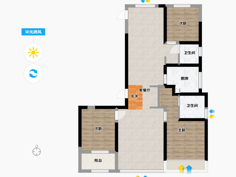 浙江省-杭州市-杭州富力中心-92.00-户型库-采光通风