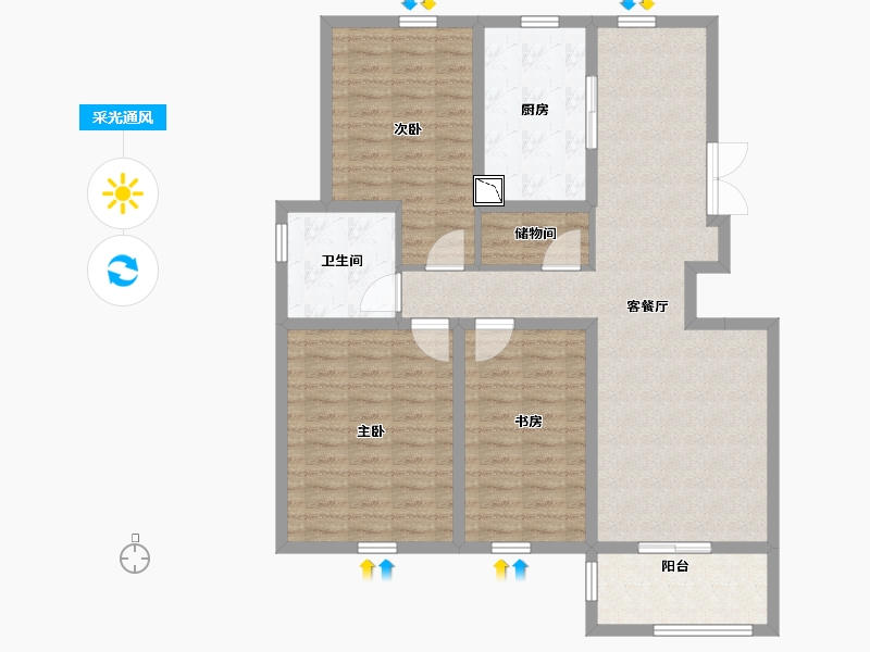 江苏省-无锡市-奥体紫兰园-105.60-户型库-采光通风