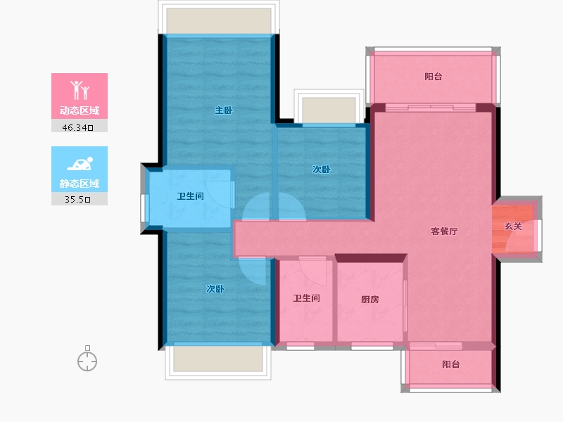 广东省-韶关市-云星钱隆誉园-72.72-户型库-动静分区