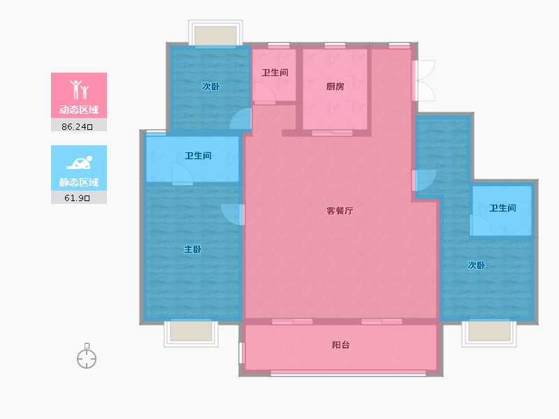 江苏省-无锡市-无锡康桥府-134.40-户型库-动静分区