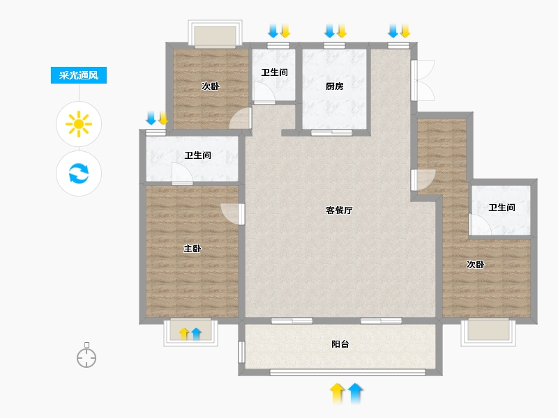 江苏省-无锡市-无锡康桥府-134.40-户型库-采光通风