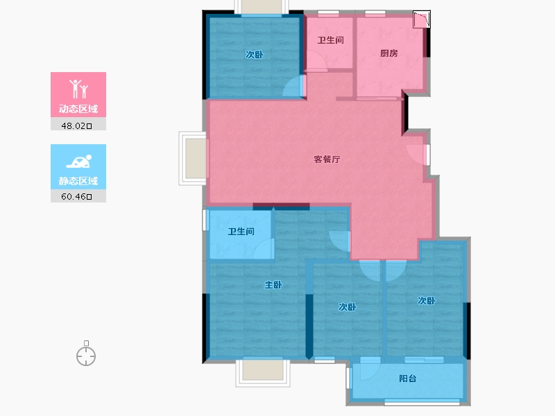 江苏省-无锡市-栖霞天樾府-97.60-户型库-动静分区