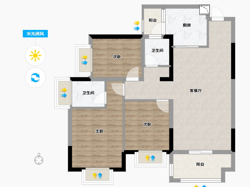 四川省-绵阳市-长虹橡树郡-81.20-户型库-采光通风