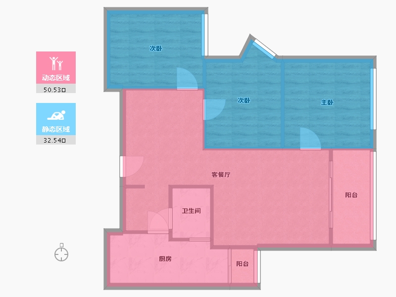 四川省-成都市-成都国韵村-75.40-户型库-动静分区