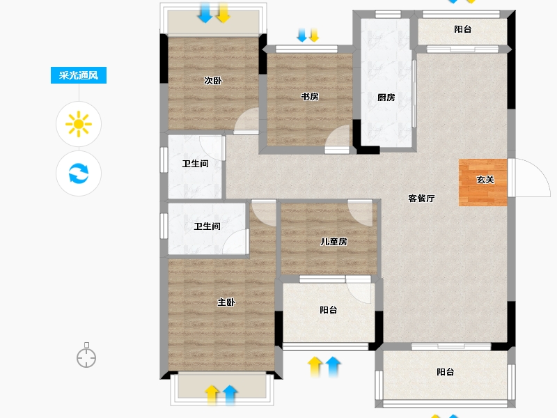 广东省-韶关市-曲江丽景嘉园-106.89-户型库-采光通风