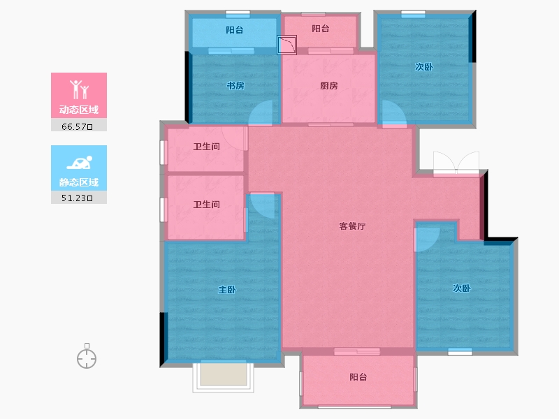 湖北省-黄冈市-中梁九号院-107.52-户型库-动静分区