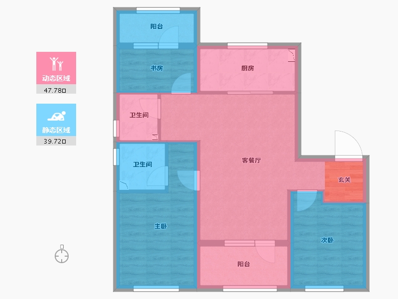 辽宁省-沈阳市-融创西城宸阅-77.19-户型库-动静分区