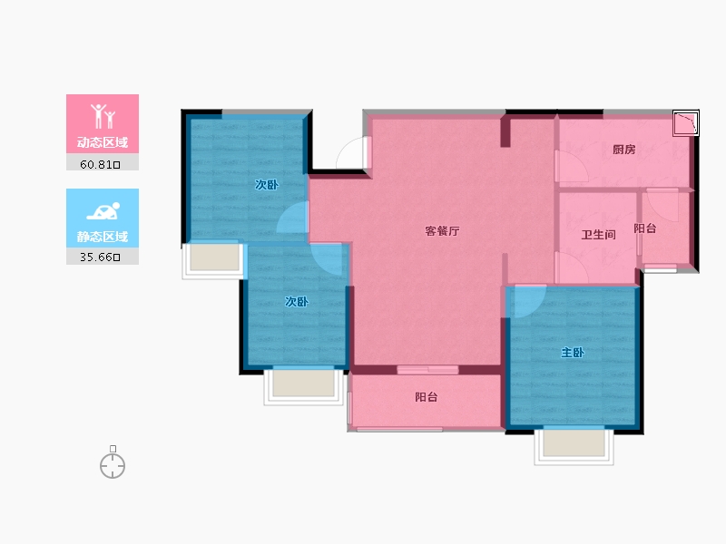 湖北省-黄冈市-黄冈恒大滨江左岸-87.20-户型库-动静分区